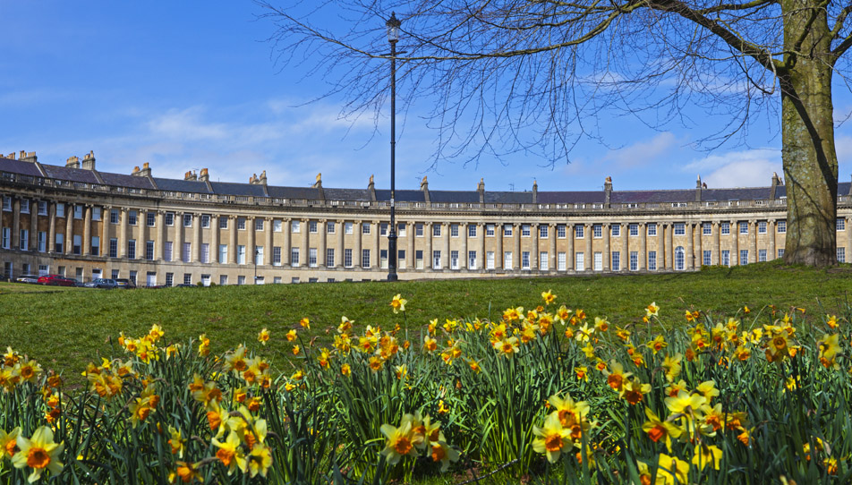 Springtime view over the city of Bath