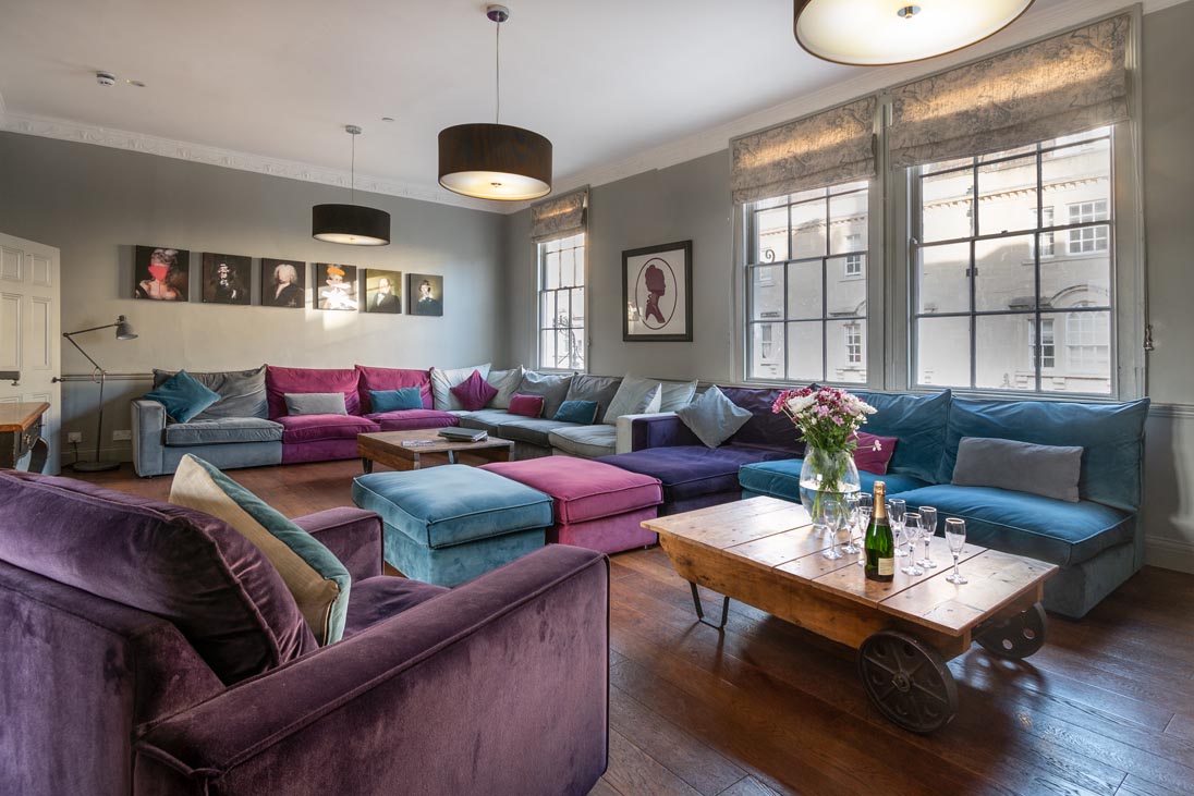 Living room at a Queensberry Estates Bath townhouse